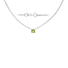 Load image into Gallery viewer, Diamond or Gemstone Square Bezel Charm in 14K White Round Cable Necklace (16-18" Extension)