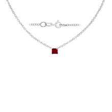 Load image into Gallery viewer, Diamond or Gemstone Square Bezel Charm in 14K White Diamond Cut Cable Necklace (16-18" Extension)