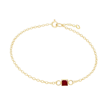 Load image into Gallery viewer, Diamond or Gemstone Square Bezel Charm in 14K Yellow Round Cable Bracelet