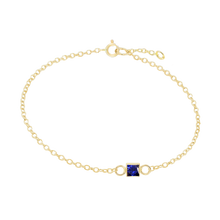 Load image into Gallery viewer, Diamond or Gemstone Square Bezel Charm in 14K Yellow Diamond Cut Cable Bracelet