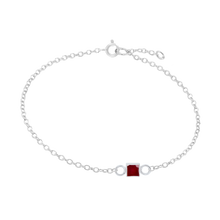 Load image into Gallery viewer, Diamond or Gemstone Square Bezel Charm in 14K White Round Cable Bracelet