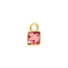Load image into Gallery viewer, Diamond or Gemstone Square Bezel Drop Charm in 14K Yellow Gold