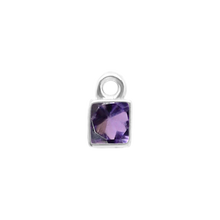 Load image into Gallery viewer, Diamond or Gemstone Square Bezel Drop Charm in 14K White Gold