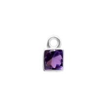 Load image into Gallery viewer, Diamond or Gemstone Square Bezel Drop Charm in 14K White Gold