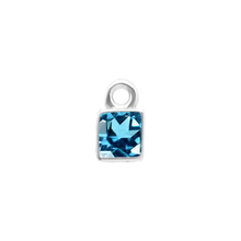 Load image into Gallery viewer, Diamond or Gemstone Square Bezel Drop Charm in 14K White Gold
