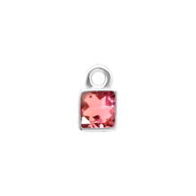 Load image into Gallery viewer, Diamond or Gemstone Square Bezel Drop Charm in 14K White Gold