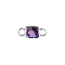 Load image into Gallery viewer, Diamond or Gemstone Square Bezel Bracelet/Necklace Charm in 14K White Gold