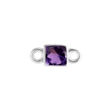 Load image into Gallery viewer, Diamond or Gemstone Square Bezel Bracelet/Necklace Charm in 14K White Gold