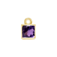 Load image into Gallery viewer, Diamond or Gemstone Square Bezel Drop Charm in 14K Yellow Gold