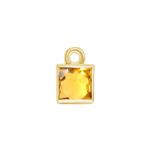Load image into Gallery viewer, Diamond or Gemstone Square Bezel Drop Charm in 14K Yellow Gold