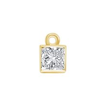 Load image into Gallery viewer, Diamond or Gemstone Square Bezel Drop Charm in 14K Yellow Gold