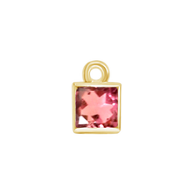 Load image into Gallery viewer, Diamond or Gemstone Square Bezel Drop Charm in 14K Yellow Gold
