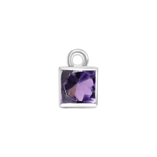 Load image into Gallery viewer, Diamond or Gemstone Square Bezel Drop Charm in 14K White Gold