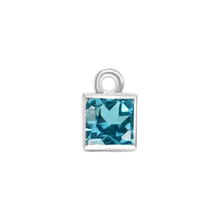 Load image into Gallery viewer, Diamond or Gemstone Square Bezel Drop Charm in 14K White Gold