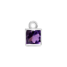 Load image into Gallery viewer, Diamond or Gemstone Square Bezel Drop Charm in 14K White Gold