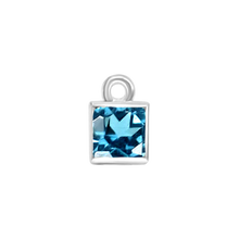 Load image into Gallery viewer, Diamond or Gemstone Square Bezel Drop Charm in 14K White Gold