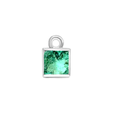 Load image into Gallery viewer, Diamond or Gemstone Square Bezel Drop Charm in 14K White Gold