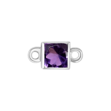 Load image into Gallery viewer, Diamond or Gemstone Square Bezel Bracelet/Necklace Charm in 14K White Gold