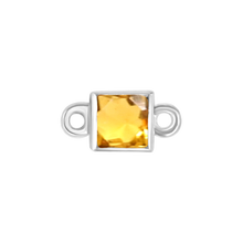 Load image into Gallery viewer, Diamond or Gemstone Square Bezel Bracelet/Necklace Charm in 14K White Gold