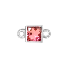 Load image into Gallery viewer, Diamond or Gemstone Square Bezel Bracelet/Necklace Charm in 14K White Gold