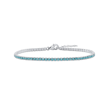 Load image into Gallery viewer, Tennis Bracelet with Blue Topaz Colored CZ in Sterling Silver (2 mm - 4 mm)