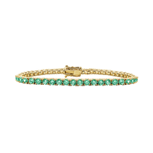 Load image into Gallery viewer, Tennis Bracelet with Emerald Stones (May Birthstones) in 14K Gold (1.75 mm - 4.0 mm)