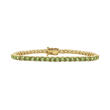 Load image into Gallery viewer, Tennis Bracelet with Peridot Stones (August Birthstones) in 14K Gold (1.75 mm - 4.0 mm)
