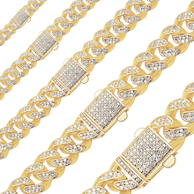 Load image into Gallery viewer, Finished Handmade Semi-Solid Cuban Curb Bracelet with Diamonds in 14K Yellow Gold