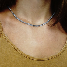 Load image into Gallery viewer, Finished Round Curb Chain Necklace in Sterling Silver