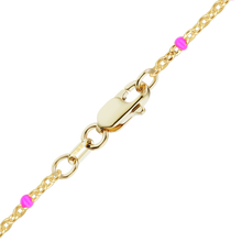 Load image into Gallery viewer, Finished Cable Anklet with Pink Enamel Beads in 14K Gold-Filled