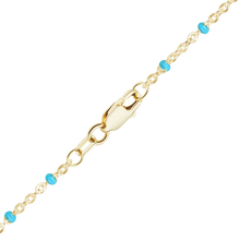 Load image into Gallery viewer, Finished Cable Necklace with Teal Enamel Beads in 14K Yellow Gold
