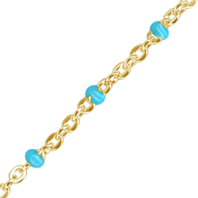 Load image into Gallery viewer, Bulk / Spooled Cable Chain with Teal Enamel Beads in 14K Gold-Filled (1.20 mm)