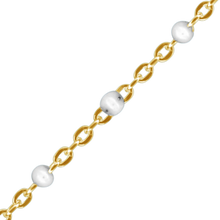 Load image into Gallery viewer, Bulk / Spooled Cable Chain with White Enamel Beads in 14K Yellow Gold (1.20 mm)