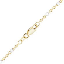 Load image into Gallery viewer, Finished Cable Anklet with White Enamel Beads in 14K Yellow Gold