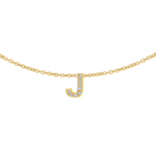Load image into Gallery viewer, Hanging Initial Necklace with Natural Diamonds in 14K Gold (18" Chain)