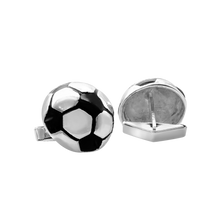 Load image into Gallery viewer, Soccer Ball Cuff Links in Sterling Silver (29 x 19mm)