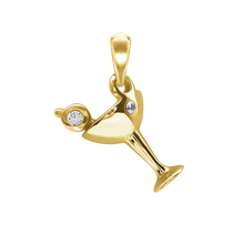 Load image into Gallery viewer, Martini Glass with CZ's Charms (19 x 11mm)