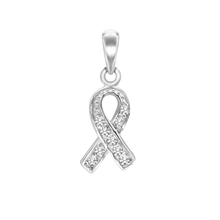 Load image into Gallery viewer, Ribbon Charm with CZ's (22 x 9mm)