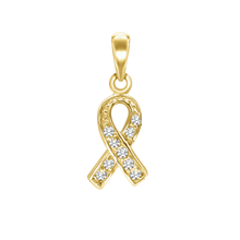 Load image into Gallery viewer, Ribbon Charm with CZ's (22 x 9mm)