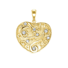 Load image into Gallery viewer, Full Heart with Filigree with CZ's Charm (30 x 24mm)