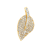 Load image into Gallery viewer, Leaf Charm with CZ's (21 x 10mm)