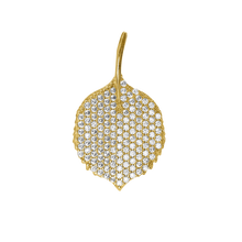 Load image into Gallery viewer, Round Leaf Charm with CZ's (27 x 16mm)