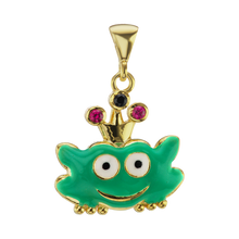 Load image into Gallery viewer, Little Frog Enamel Charm with CZ's (21 x 15mm)