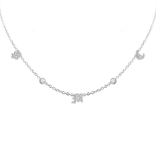 Load image into Gallery viewer, Old English Initial and Gemstone Necklace in 14K White Gold (Medium Round Cable)