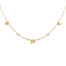 Load image into Gallery viewer, Old English Initial and Gemstone Necklace in 14K Yellow Gold (Diamond Cut Round Cable)