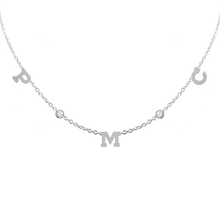 Load image into Gallery viewer, Clarenwood Initial and Gemstone Necklace in 14K White Gold (Medium Round Cable)