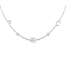 Load image into Gallery viewer, Initial and Gemstone Necklace (Horizontal) in 14K White Gold