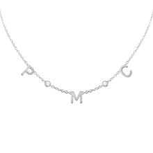 Load image into Gallery viewer, Initial and Gemstone Necklace in 14K White Gold (Diamond Cut Round Cable)