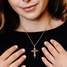 Load image into Gallery viewer, ITI NYC Filigree Crucifix Pendant with Beaded Detail in 14K Gold