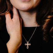 Load image into Gallery viewer, ITI NYC Passion Cross Pendant with Red Cubic Zirconia in Sterling Silver